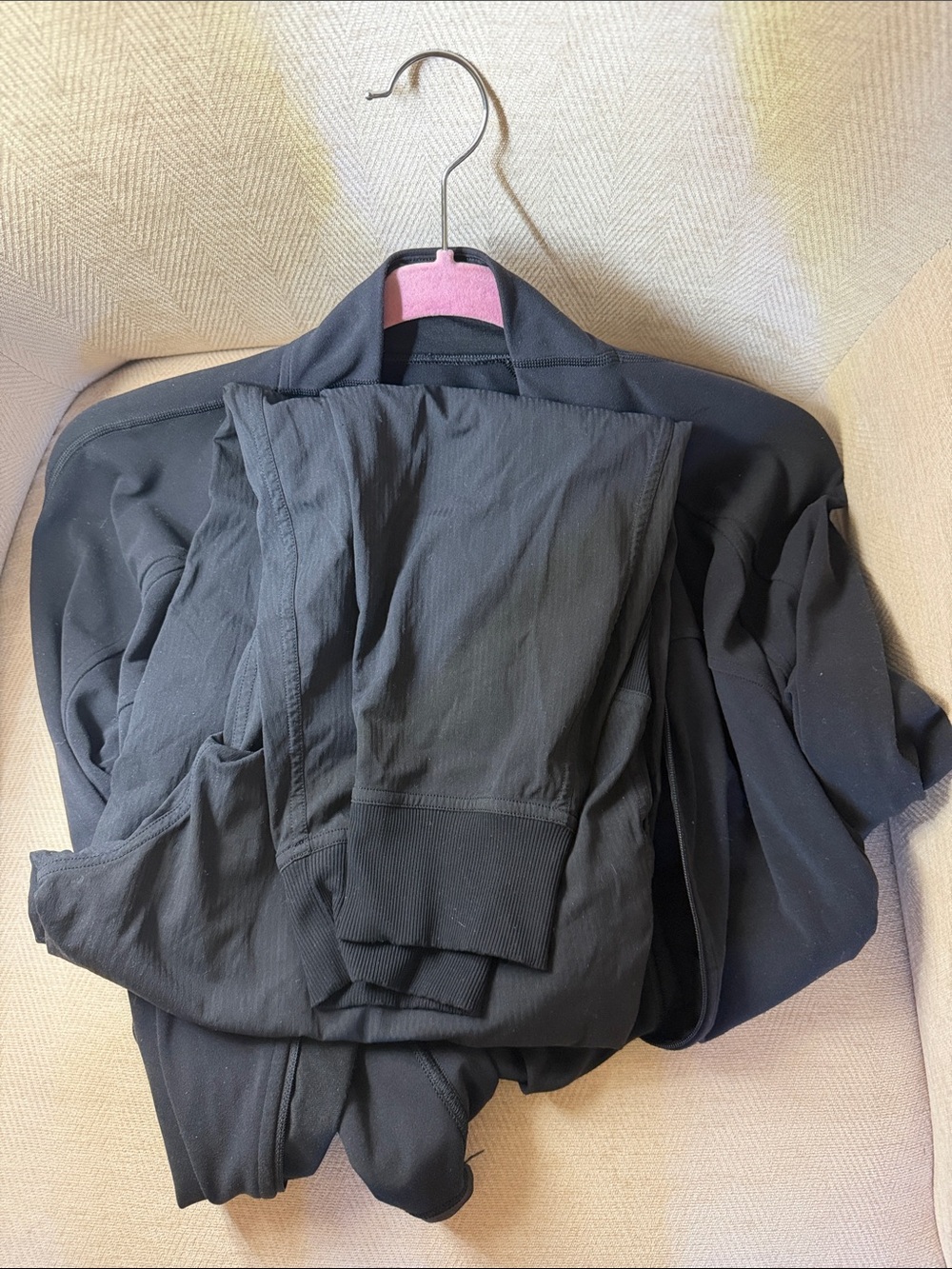 Lululemon activewear two pieces in black  jacket is size 12 bottom is 6